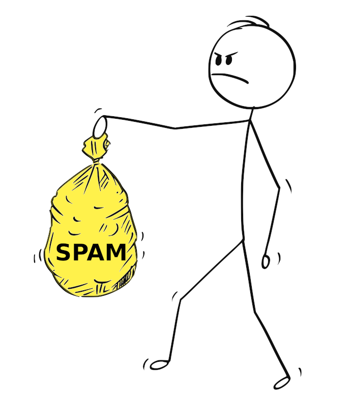 stickman dealing with spam